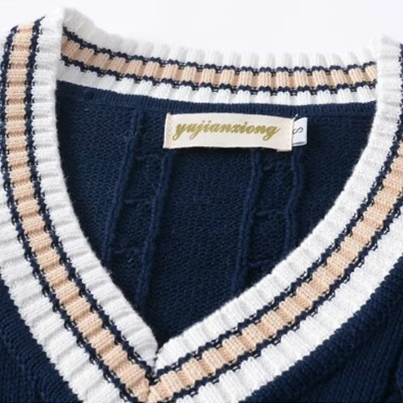 Knitted sweater vest with a V-neck and sleeveless casual style