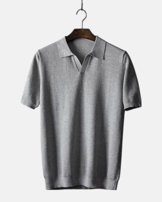 Damian – Refined Slim Fit Cotton Polo - Sterling Grey - S - OldMoney - Fashion