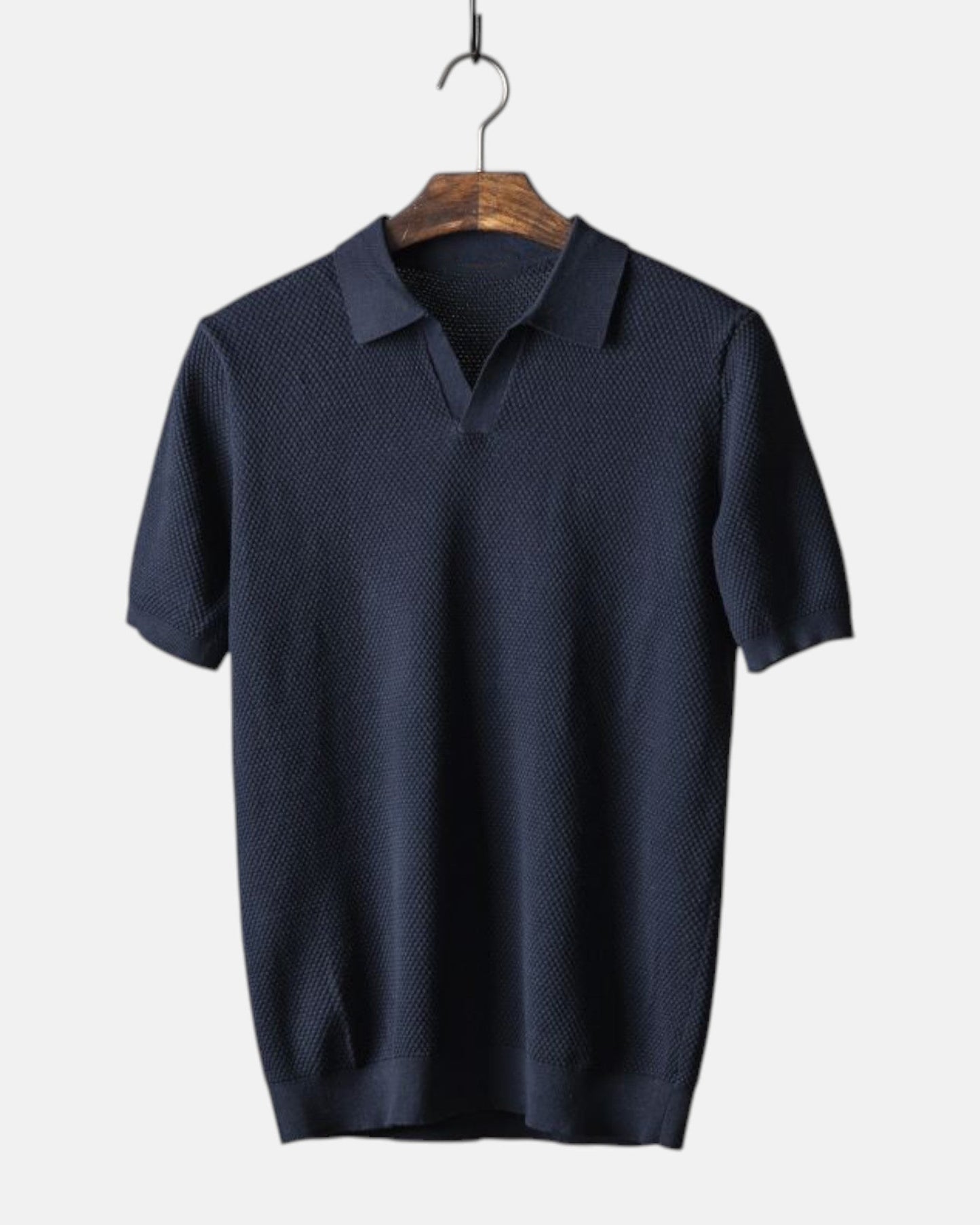 Damian – Refined Slim Fit Cotton Polo - Dark Blue - S - OldMoney - Fashion