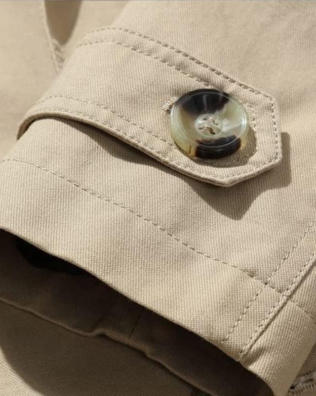 Elias – Timeless Cotton Trench Coat - Light Khaki - 36 - Old Money Fashion