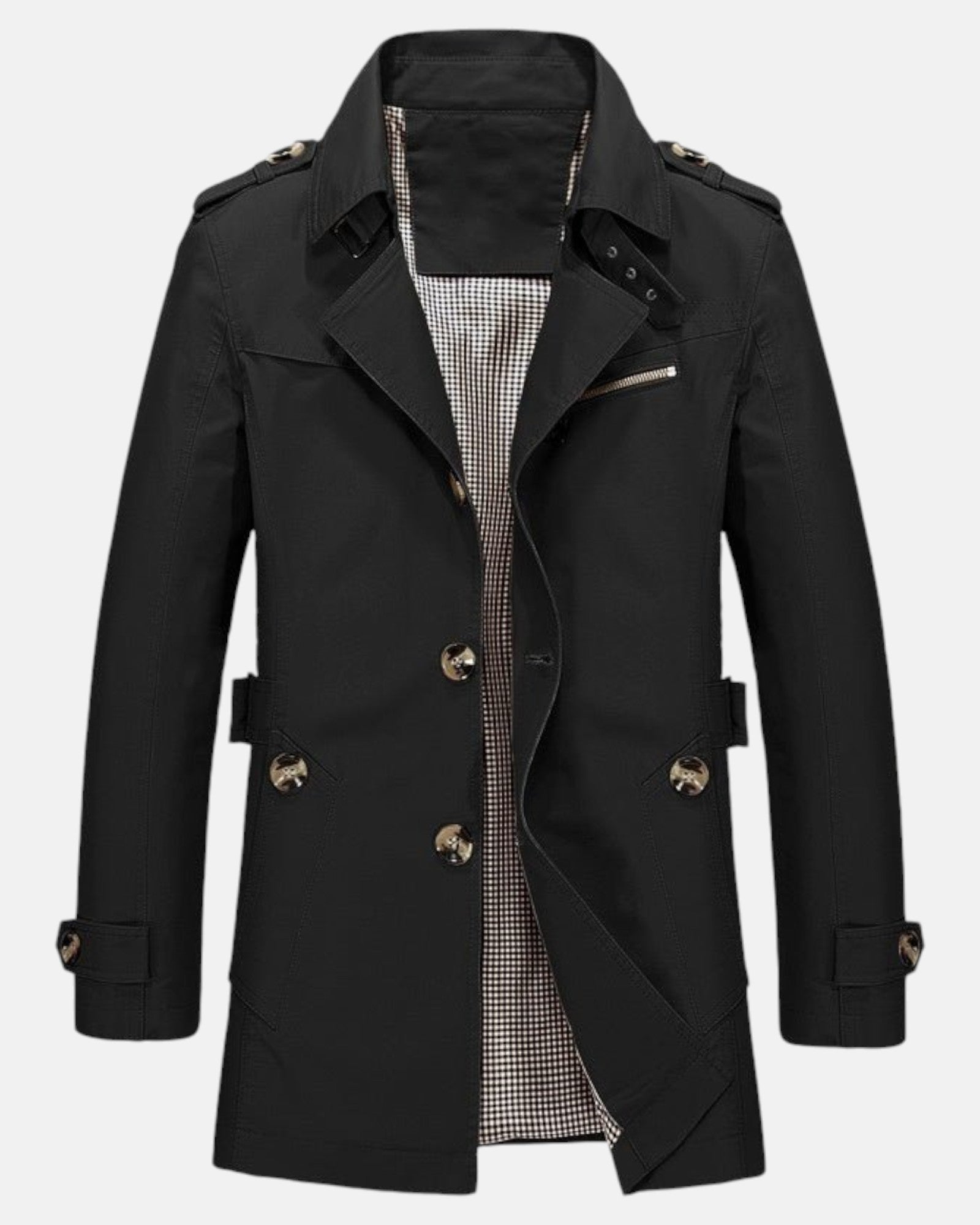 Elias – Timeless Cotton Trench Coat - Black - 36 - Old Money Fashion