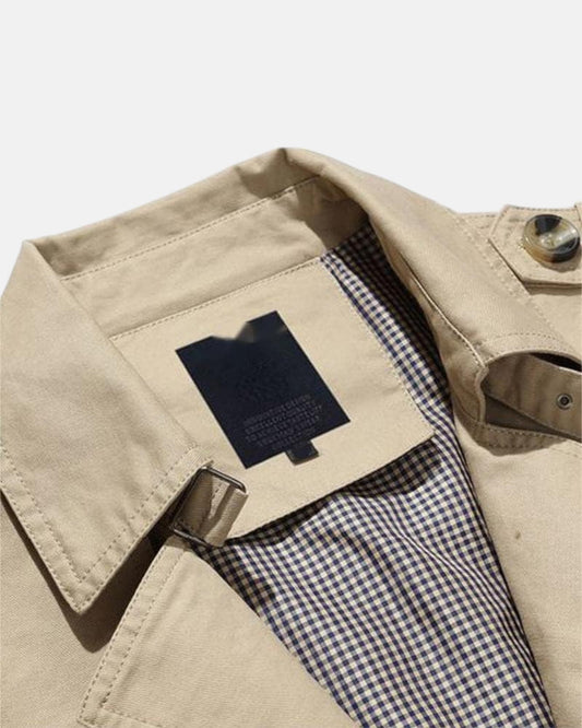 Elias – Timeless Cotton Trench Coat - Light Khaki - 36 - Old Money Fashion