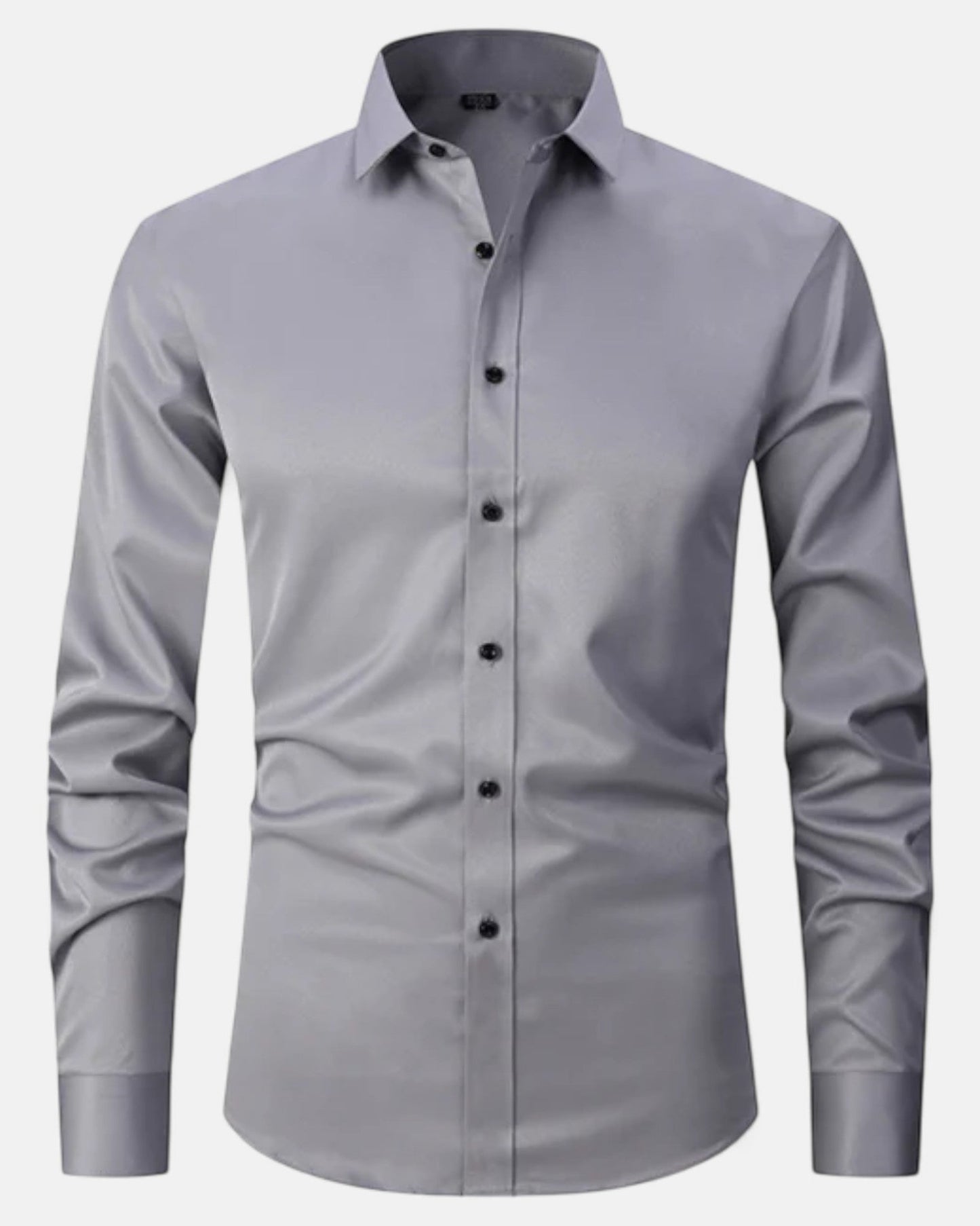 Felix – Luxe Cotton Long - Sleeve Shirt in Classic Fit - Grey - S - OldMoney - Fashion