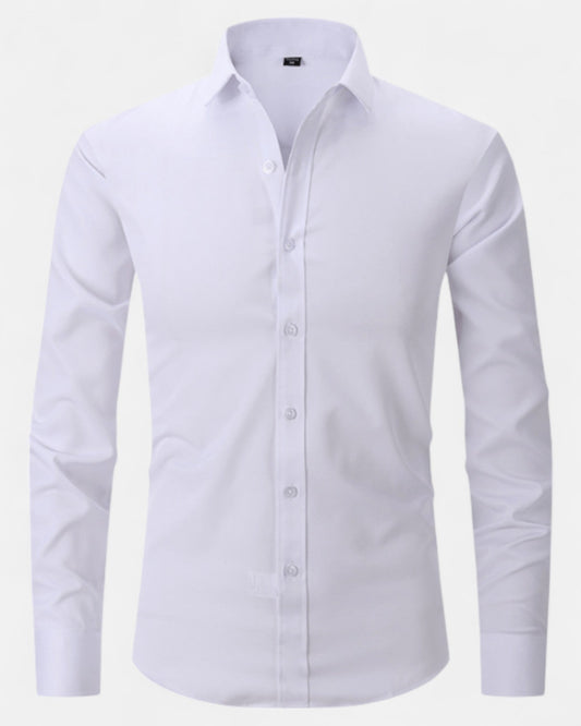 Felix – Luxe Cotton Long - Sleeve Shirt in Classic Fit - White - S - OldMoney - Fashion