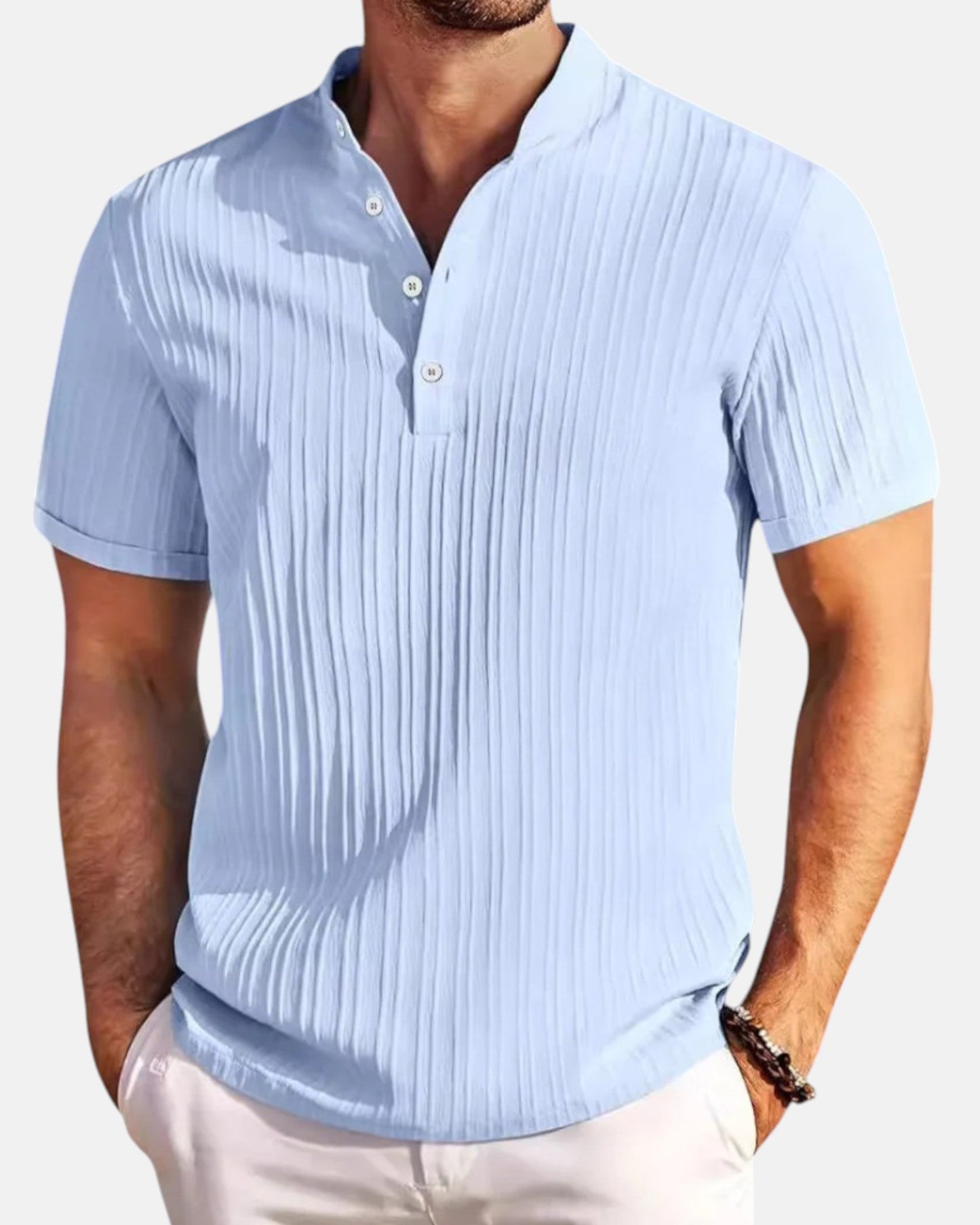 Frank – Elegant Cotton Slim Fit Summer Polo - Light Blue - S - OldMoney - Fashion