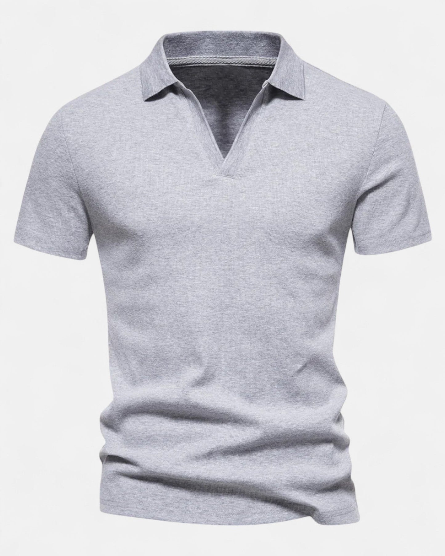 James – Refined Cotton Slim Fit Polo for Elegant Heritage - Light Grey - S - OldMoney - Fashion