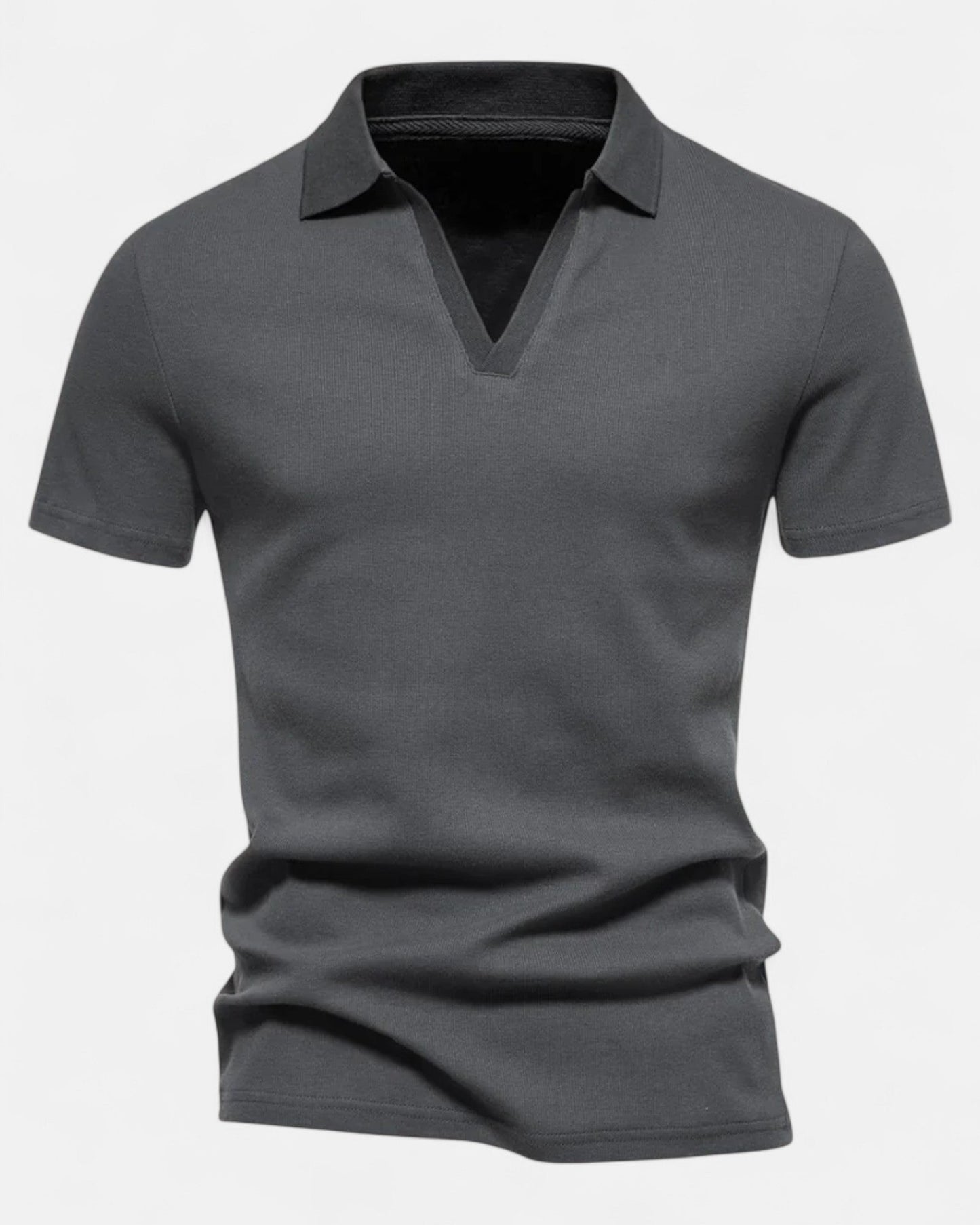 James – Refined Cotton Slim Fit Polo for Elegant Heritage - Dark Grey - S - OldMoney - Fashion