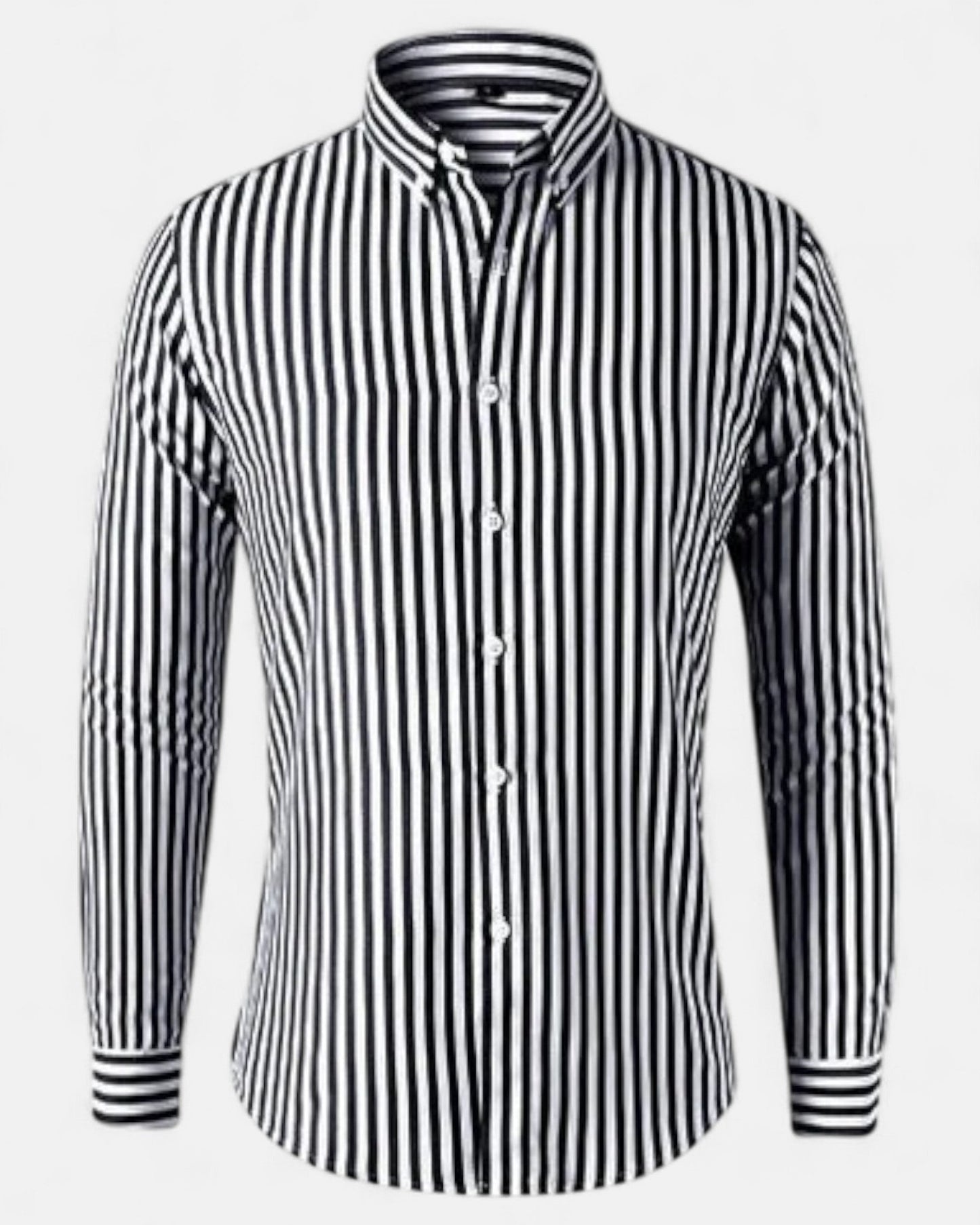 Kevin – Tailored Cotton Striped Shirt for Timeless Elegance - Black - S - OldMoney - Fashion