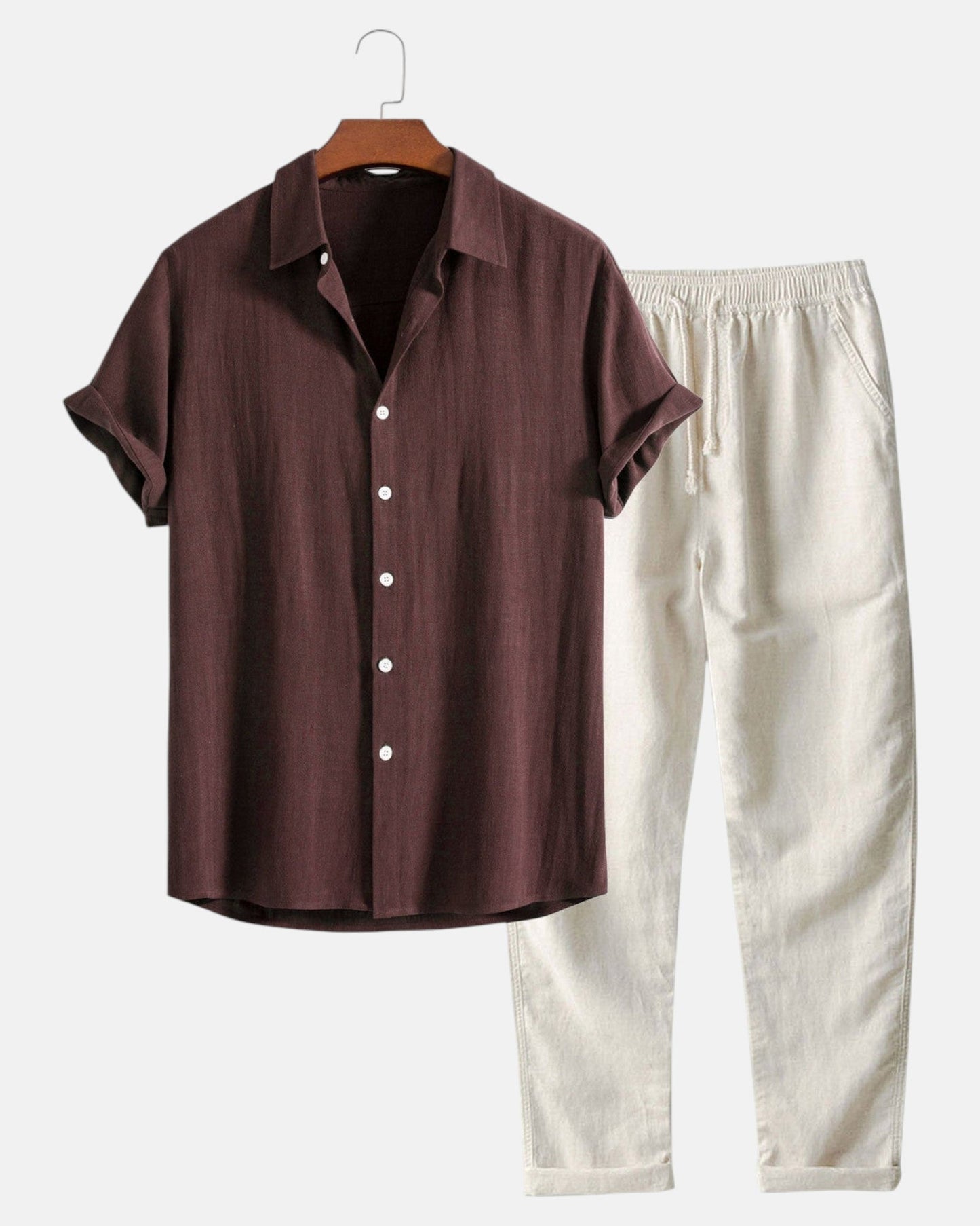 Peter – Luxurious Linen Set for Timeless Elegance - Coffee Brown - S - OldMoney - Fashion