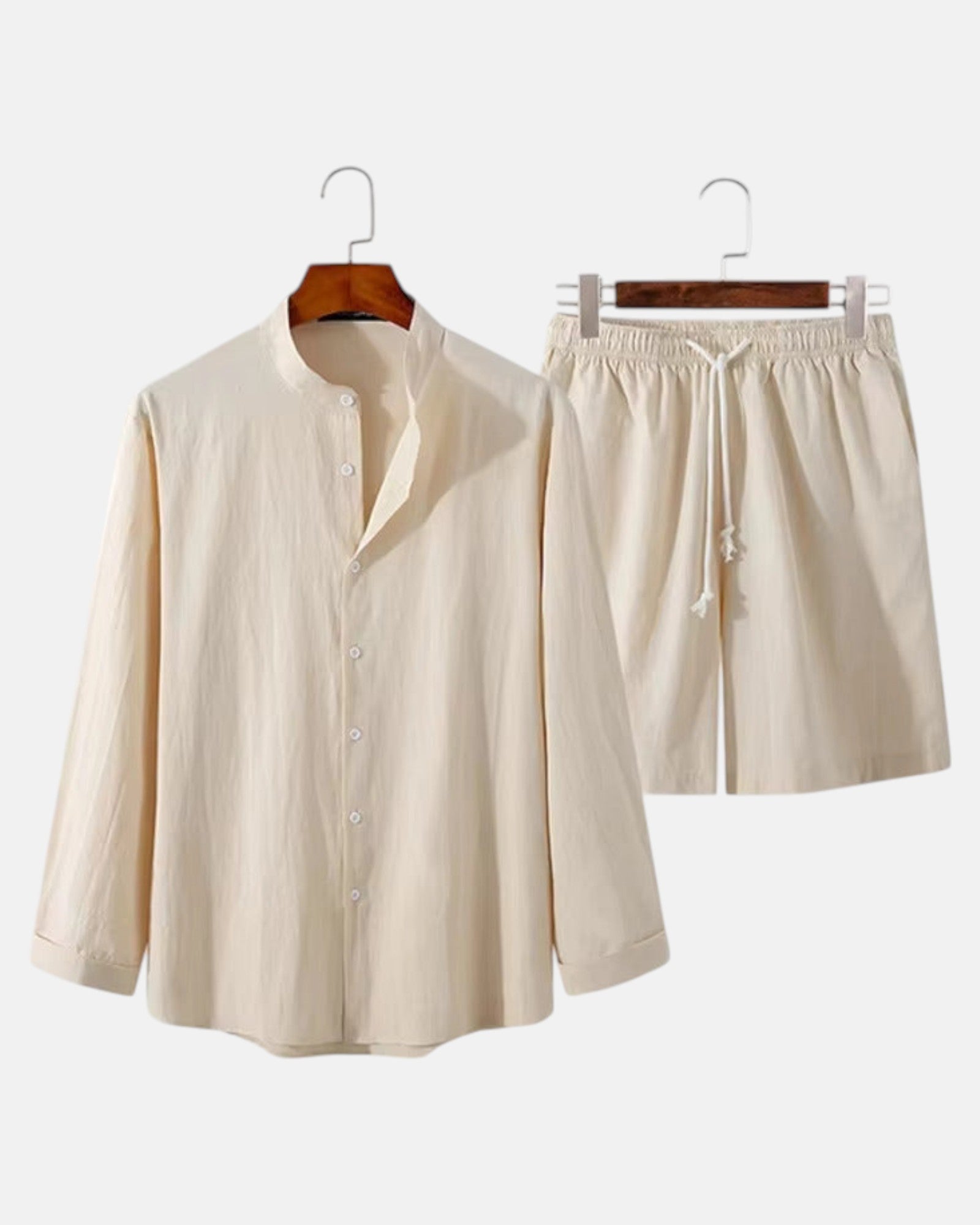 Rupert – Elegant Cotton Beachwear Set - Beige - S - OldMoney - Fashion