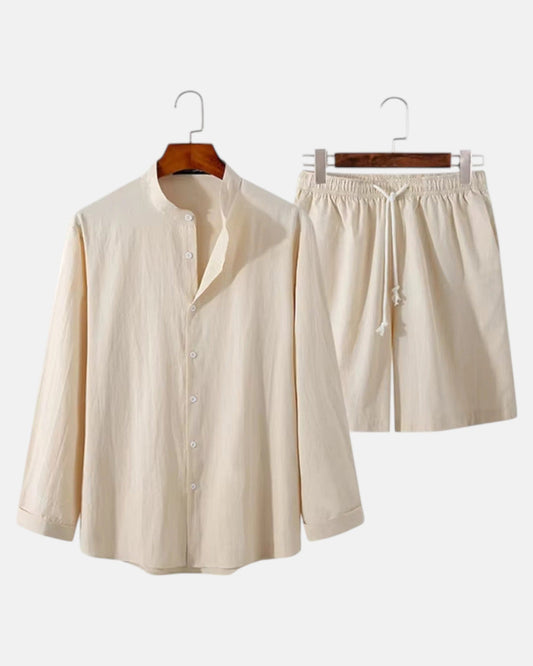 Rupert – Elegant Cotton Beachwear Set - Beige - S - OldMoney - Fashion