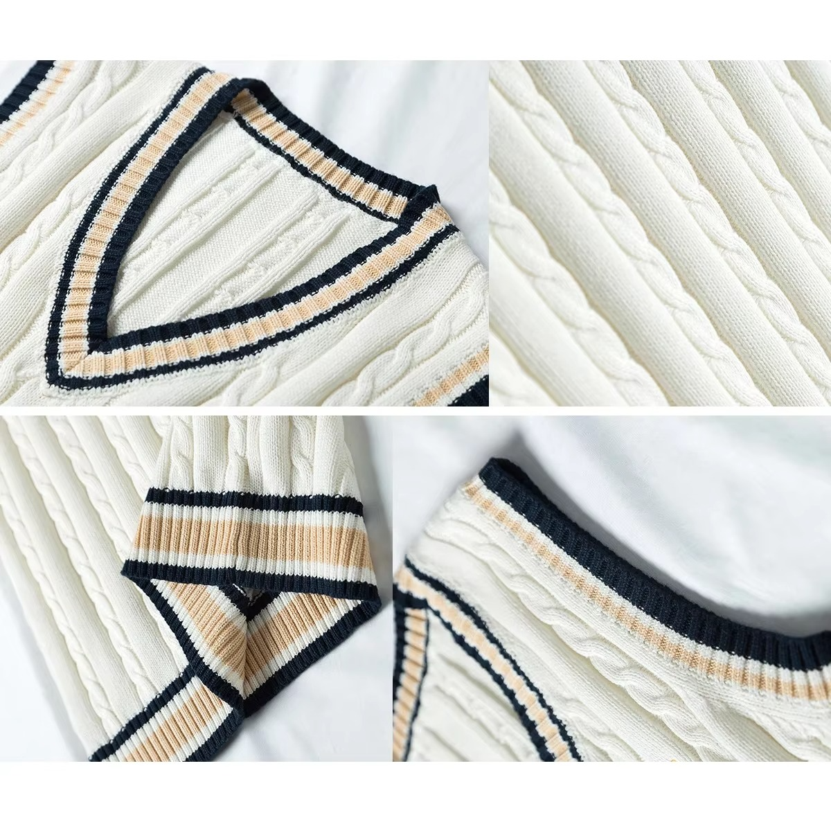Knitted sweater vest with a V-neck and sleeveless casual style