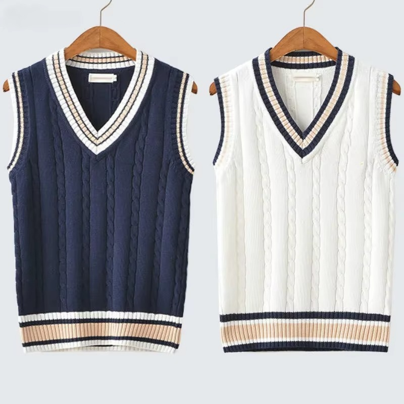 Knitted sweater vest with a V-neck and sleeveless casual style