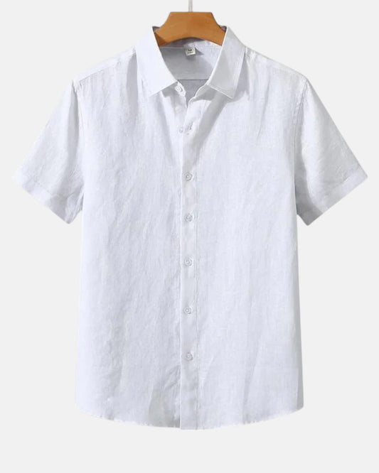 Edward – Luxe Linen Button - Up Shirt - White - S - OldMoney - Fashion