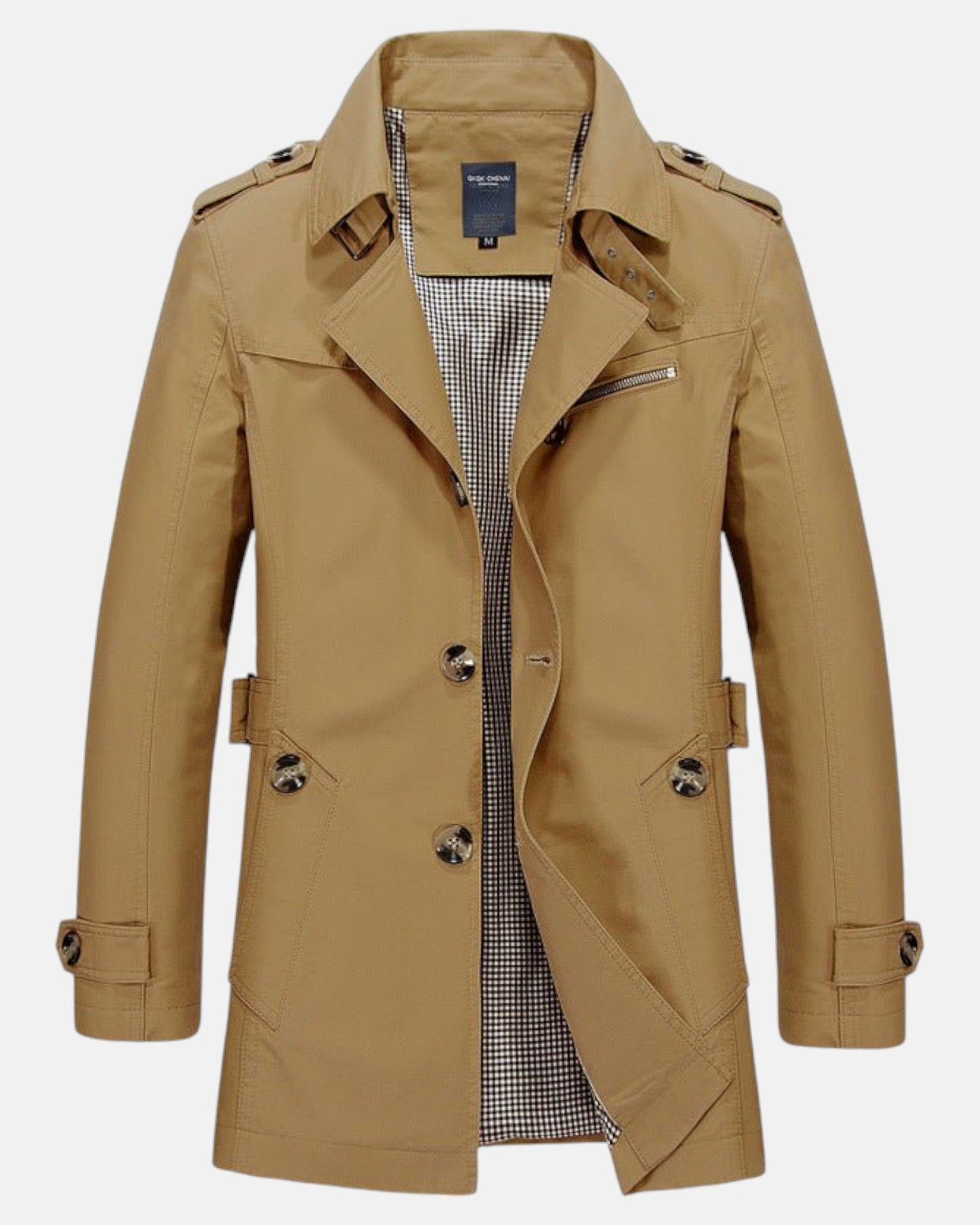 Elias – Timeless Cotton Trench Coat - Dark Khaki - 36 - Old Money Fashion