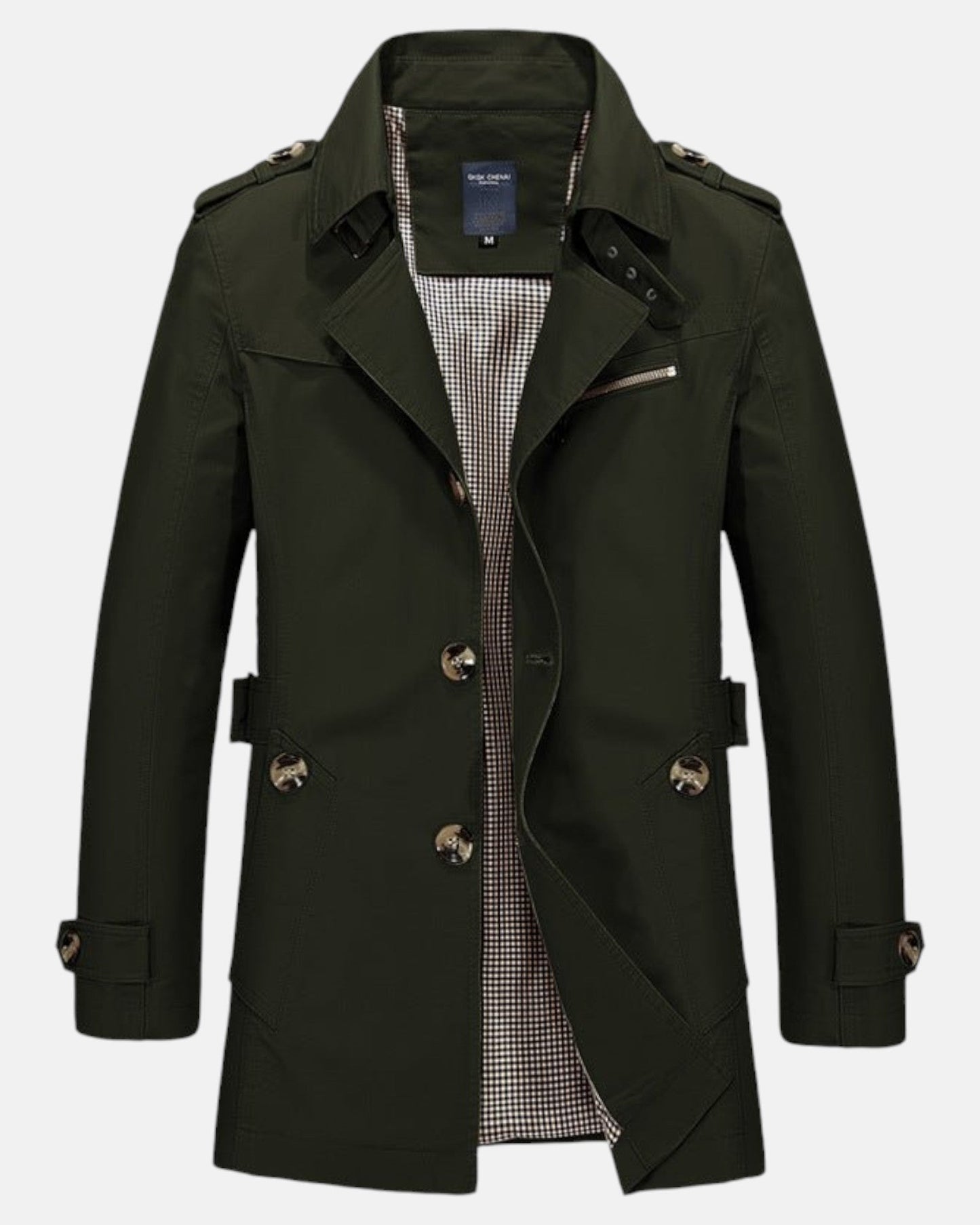 Elias – Timeless Cotton Trench Coat - Army Green - 36 - Old Money Fashion