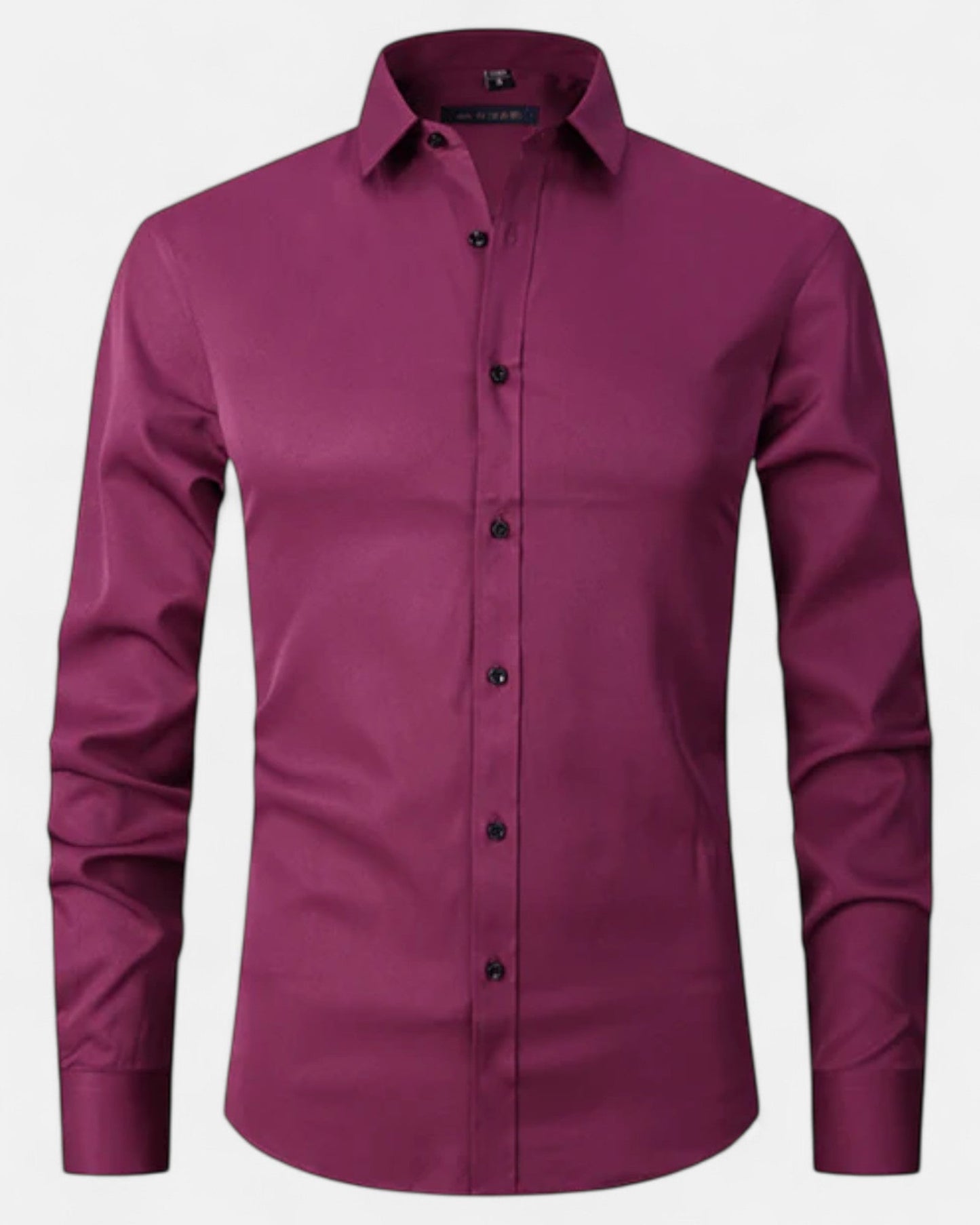 Felix – Luxe Cotton Long - Sleeve Shirt in Classic Fit - Burgundy - S - OldMoney - Fashion
