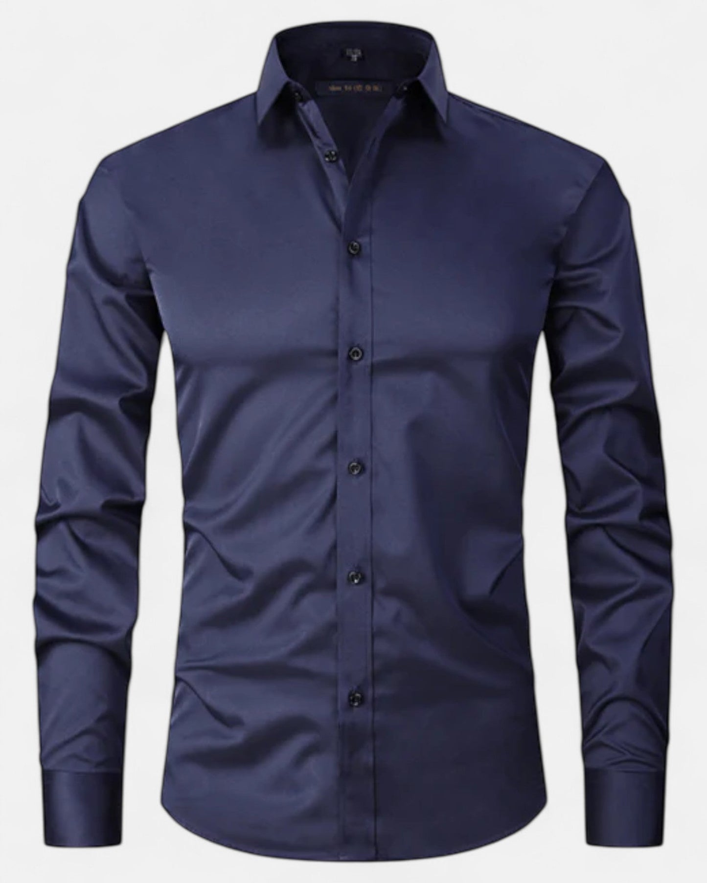 Felix – Luxe Cotton Long - Sleeve Shirt in Classic Fit - Navy Blue - S - OldMoney - Fashion