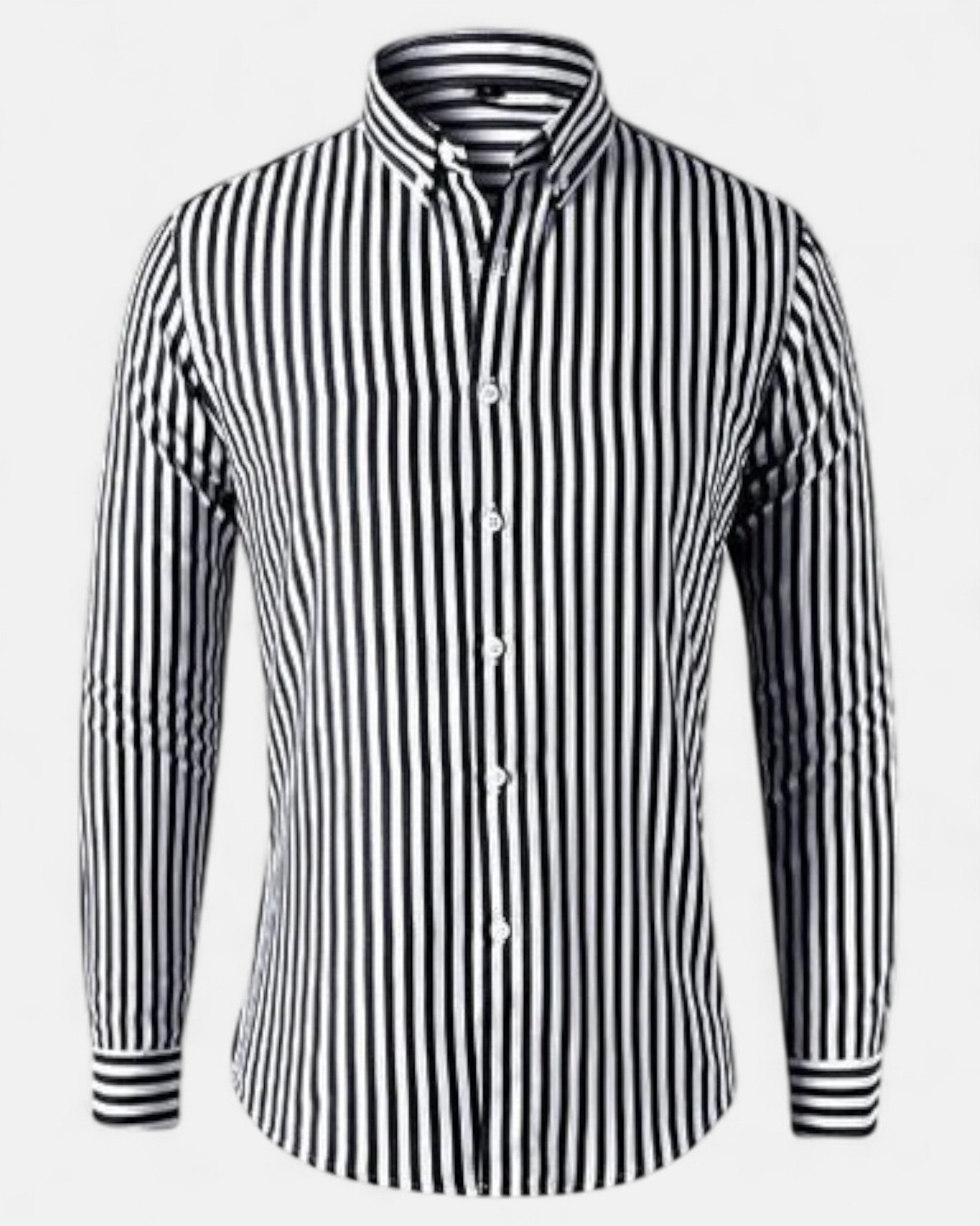 Kevin – Tailored Cotton Striped Shirt for Timeless Elegance - Black - S - OldMoney - Fashion