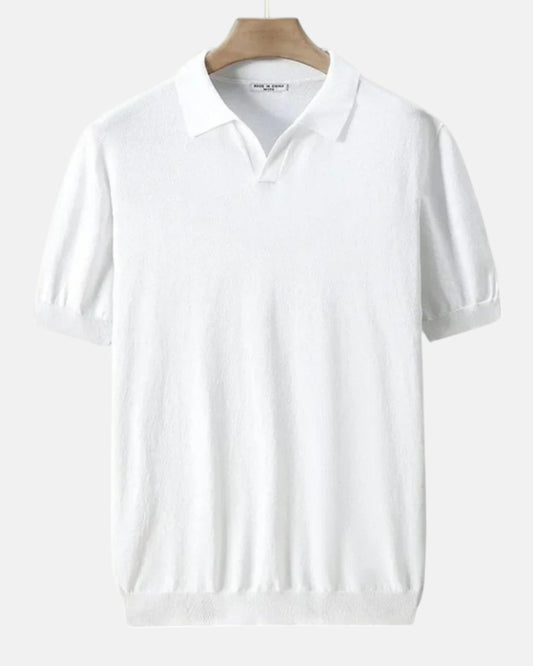 Lloyd – Luxe Cotton Short Sleeve Knit Polo Shirt - White - S - OldMoney - Fashion