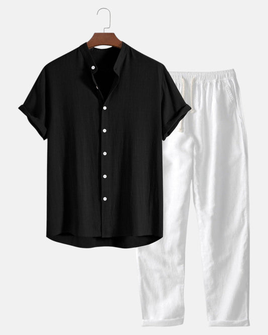 Peter – Luxurious Linen Set for Timeless Elegance - Black - S - OldMoney - Fashion